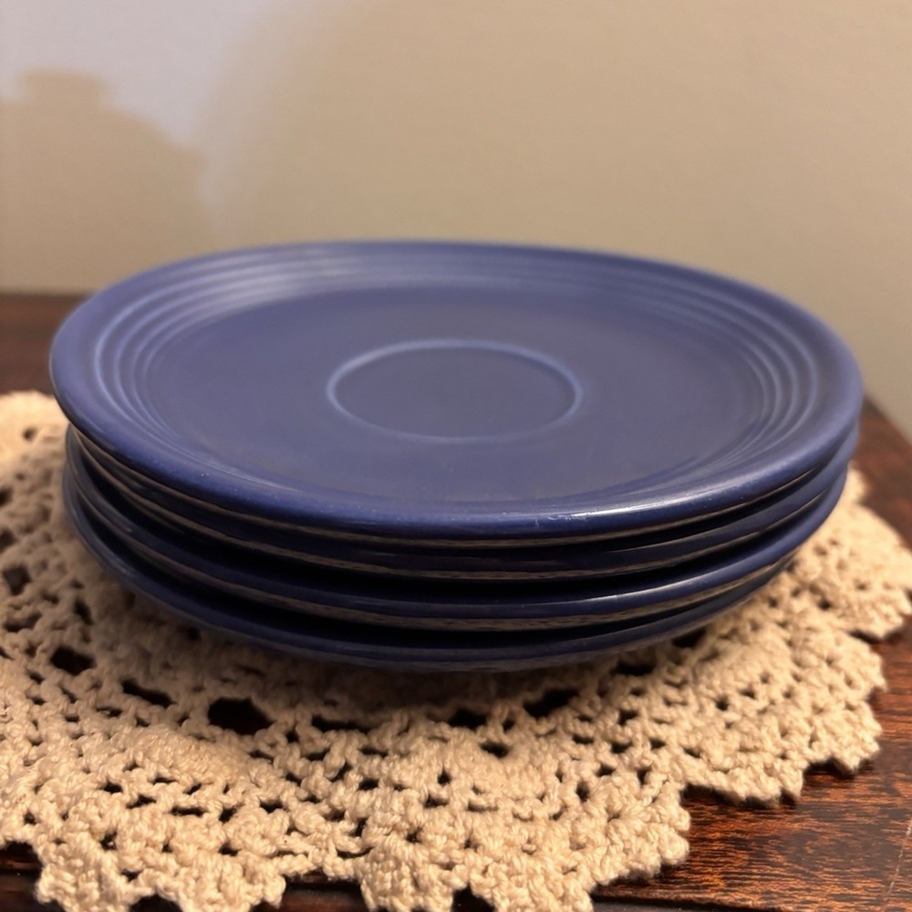 Set of 4 Fiesta Cobalt Blue Saucers Plates one vintage